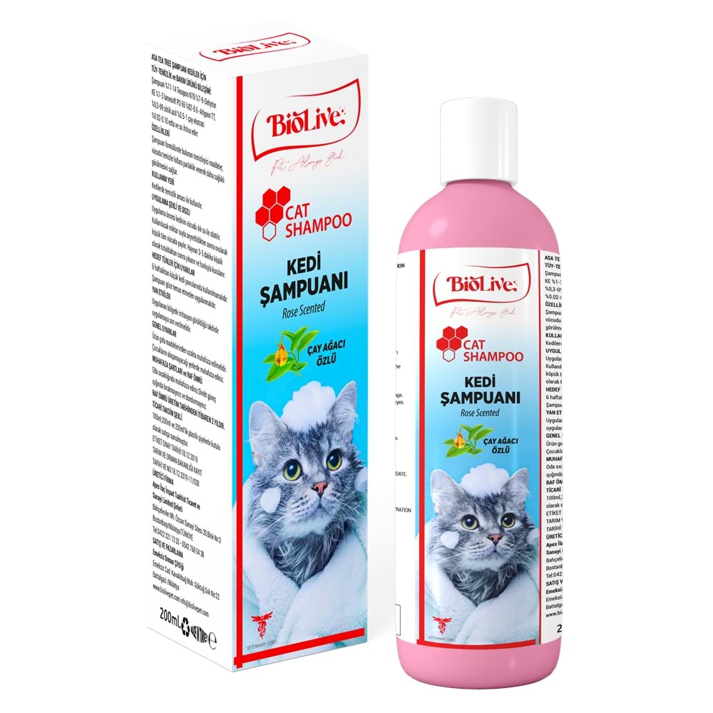Biolive Çay Ağacı Özlü Kedi Şampuanı 200ml