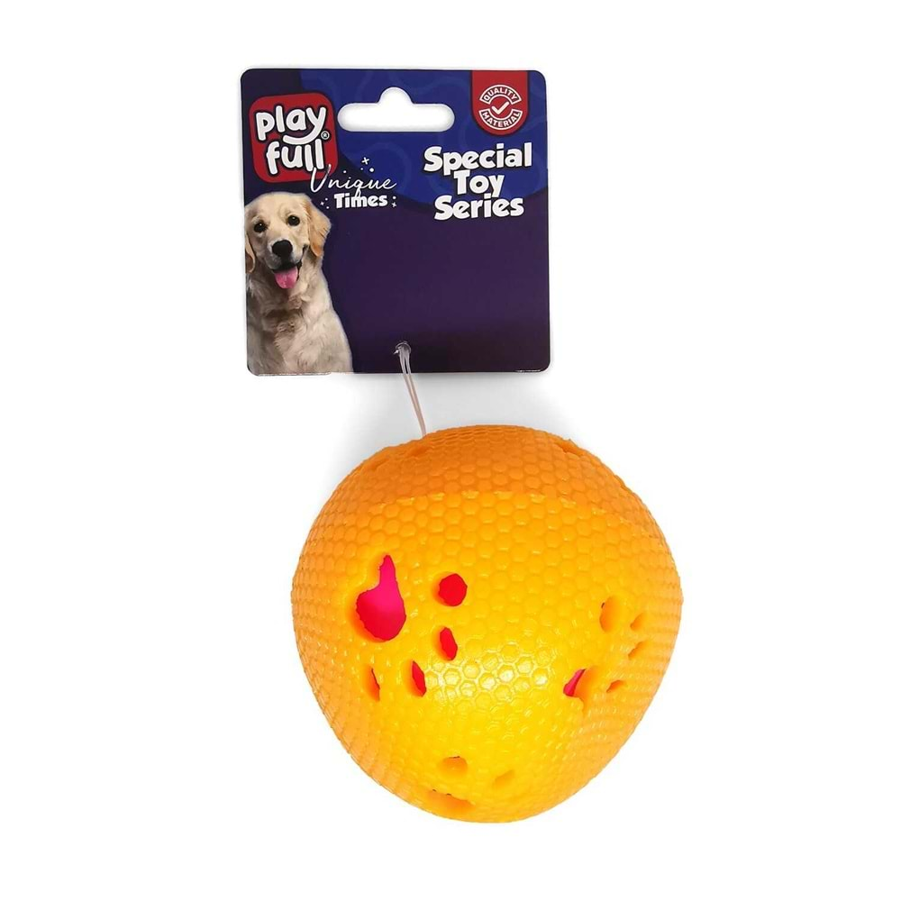 PF-4001-Playfull Öten Pati Desenli Plastik Top Köpek Oyuncağı 7,5 Cm