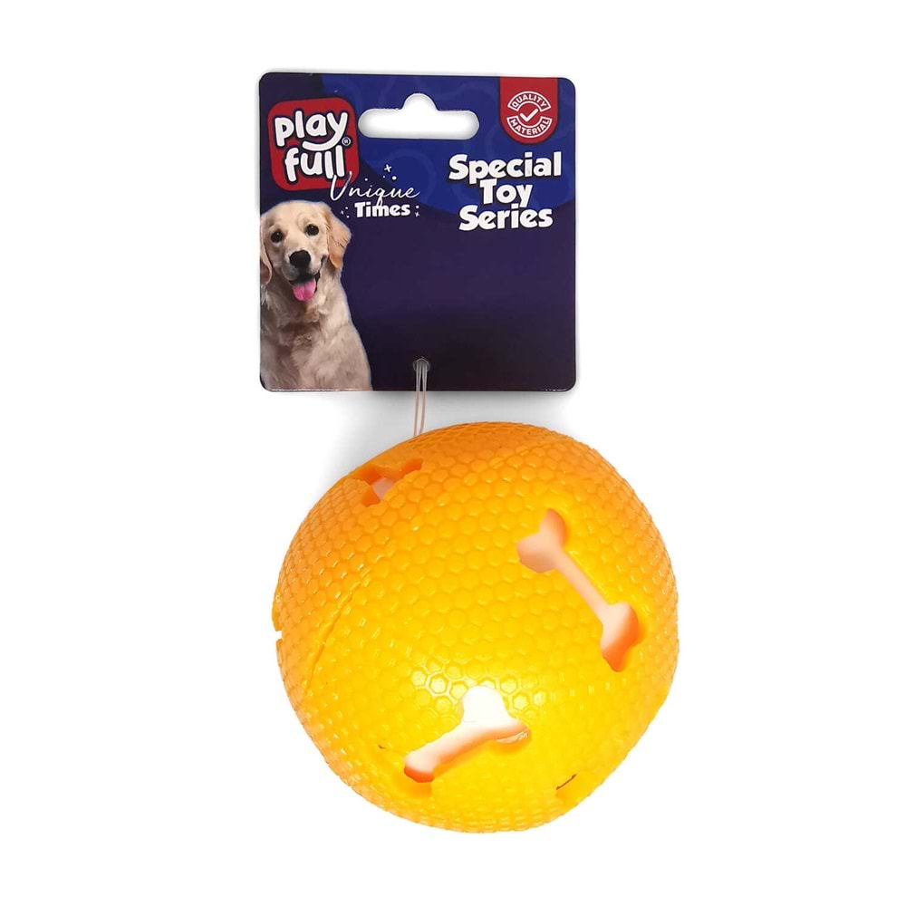 PF-4002-Playfull Öten Kemik Desenli Plastik Top Köpek Oyuncağı 7,5 Cm