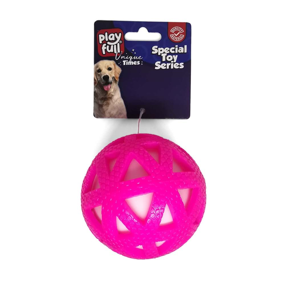 PF-4003-Playfull Işıklı Üçgen Desenli Plastik Top Köpek Oyuncağı 7,5 Cm