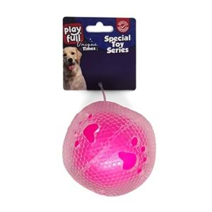 PF-4005-Playfull Öten Pati Desenli Şeffaf Plastik Top Köpek Oyuncağı 7,5 Cm