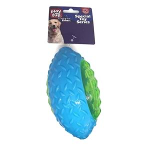 PF-4007-Playfull Rugby Topu Şeklinde Işıklı Plastik Köpek Oyuncağı 6x14 Cm
