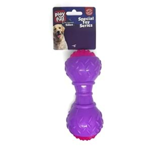 PF-4008-Playfull Dumbell Şeklinde Işıklı ve Öten Plastik Köpek Oyuncağı 5x15 Cm