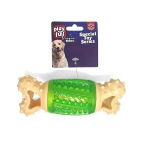 PF-4010-Playfull Öten Tırtıklı Kemik Şeklinde Plastik Köpek Oyuncağı 13x4 Cm