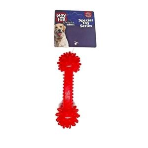 PF-4020 Playfull Dumbell Şeklinde Tırtıklı Plastik Köpek Oyuncağı 12x4 Cm