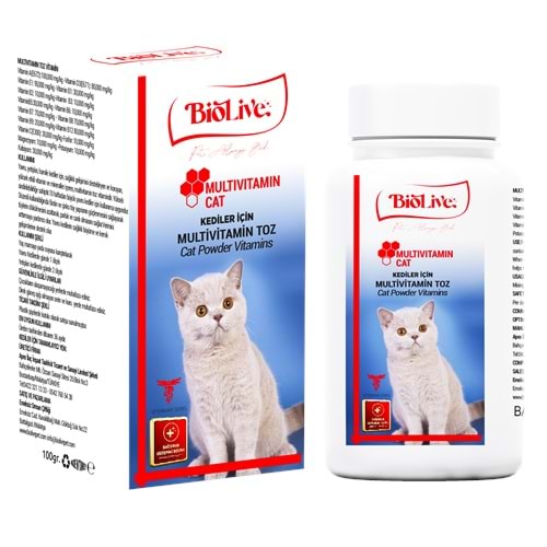 Biolive Kediler İçin Multivitamin Toz Vitamin 100gr