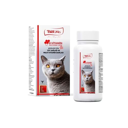 Biolive Kediler İçin B Vitamin+Multivitamin Tüy Sağlığı Likit Vitamin 100ml