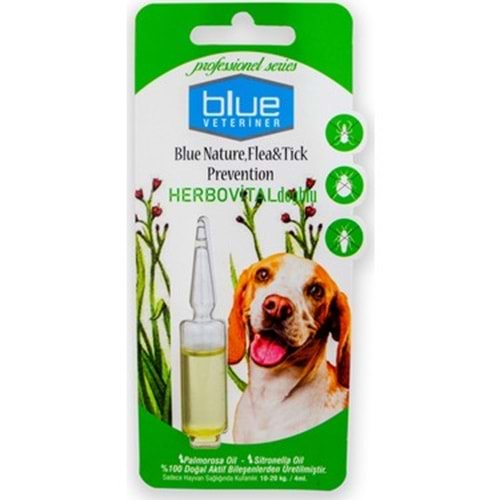 Blue Veteriner 10-20kg Köpekler İçin Bitkisel Ense Damlası 4ml