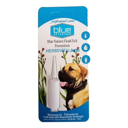 Blue Veteriner 20-40kg Köpekler İçin Bitkisel Ense Damlası 5ml
