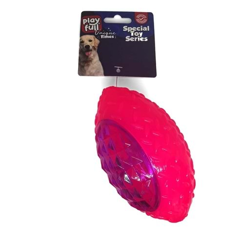 PF-4007-Playfull Rugby Topu Şeklinde Işıklı Plastik Köpek Oyuncağı 6x14 Cm