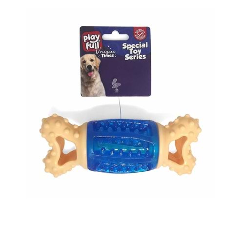 PF-4010-Playfull Öten Tırtıklı Kemik Şeklinde Plastik Köpek Oyuncağı 13x4 Cm